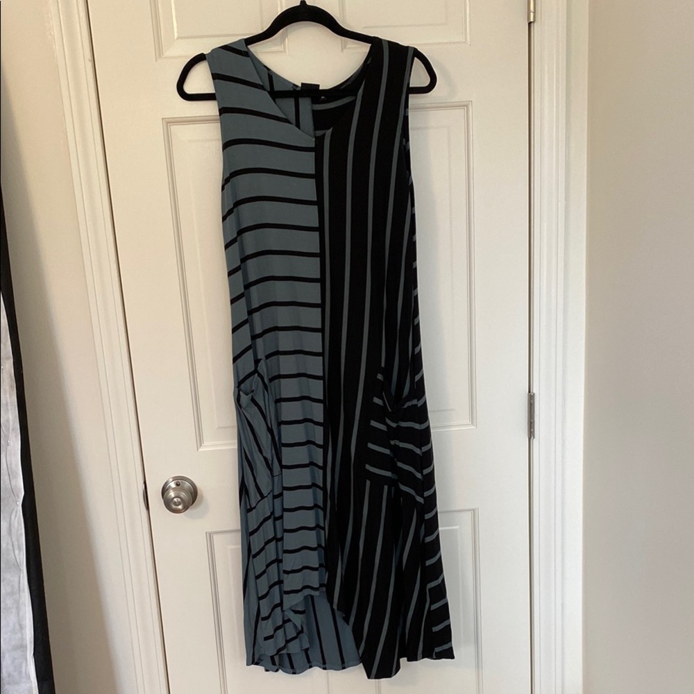 Lisa Bayne Striped Sleeveless Dress Medium